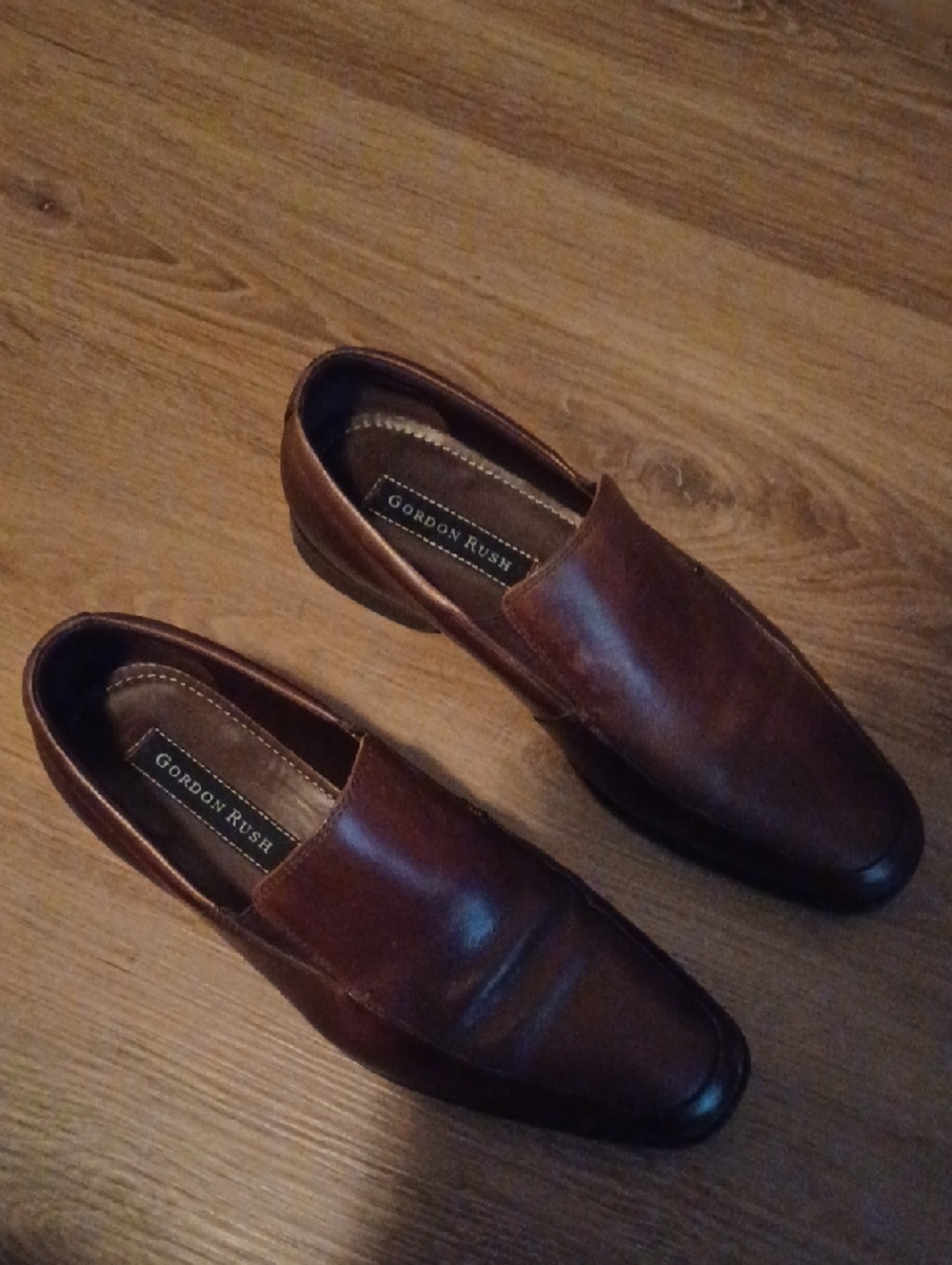 ! Gordon Rush Men's Brown Leather Slip-On Dress Shoes
